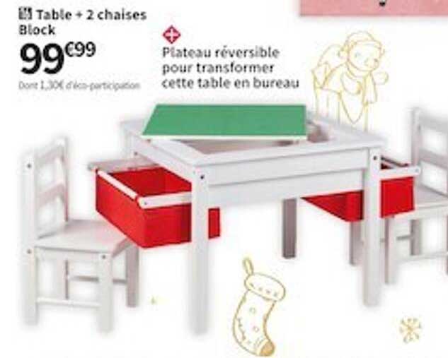 table + 2 chaises block