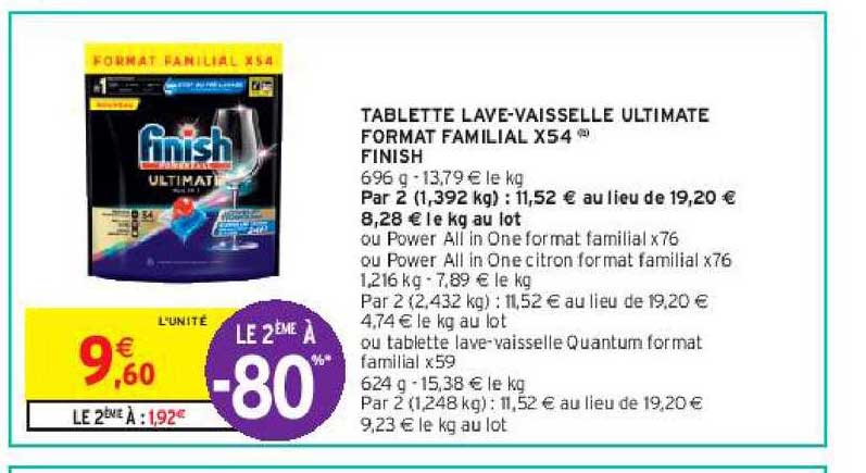 Tablette Lave-vaisselle Ultimate Format Familial X54 Finish