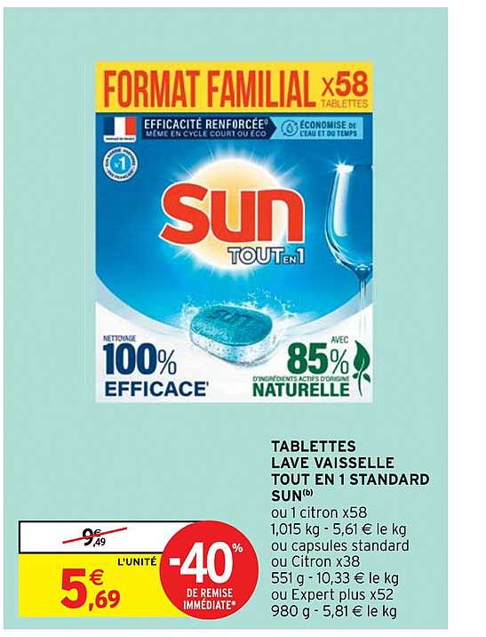 tablettes lave vaisselle tout en 1 standard sun