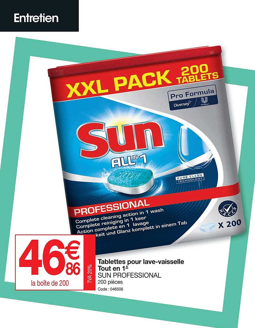 tablettes pour lave-vaisselle tout en 1 sun professional