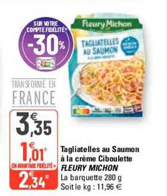 tagliatelles au saumon à la crème ciboulette fleury michon