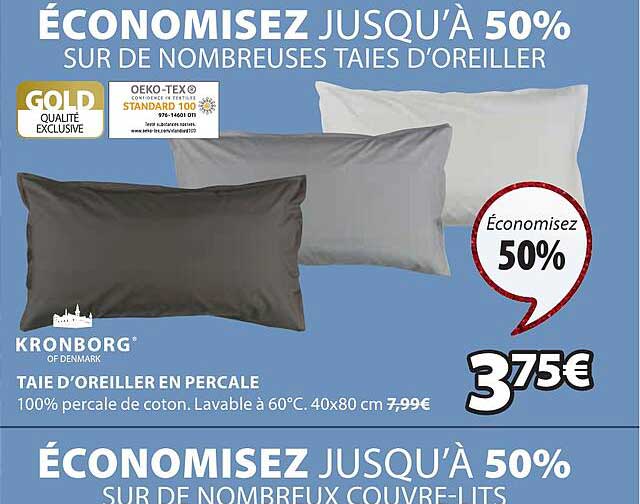 taie d'oreiller en percale kronborg