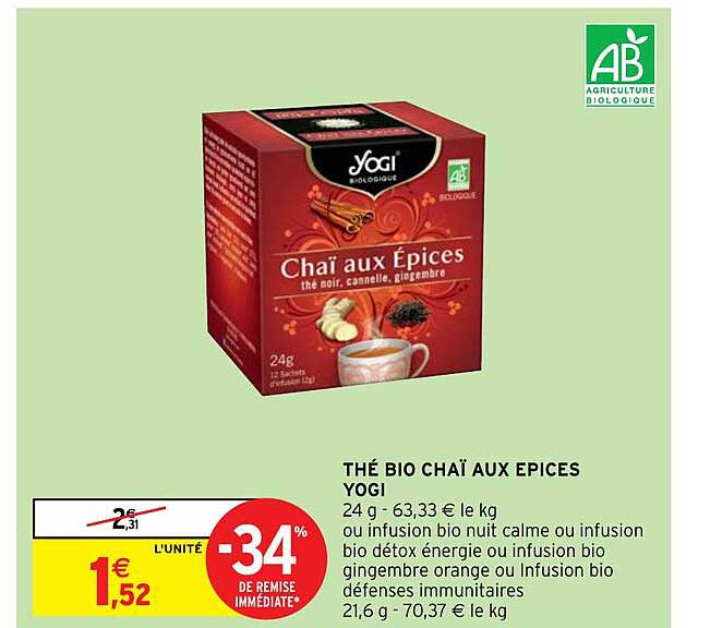 thé bio chaï aux épices yogi