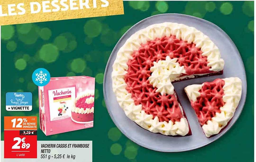 vacherin cassis et framboise netto