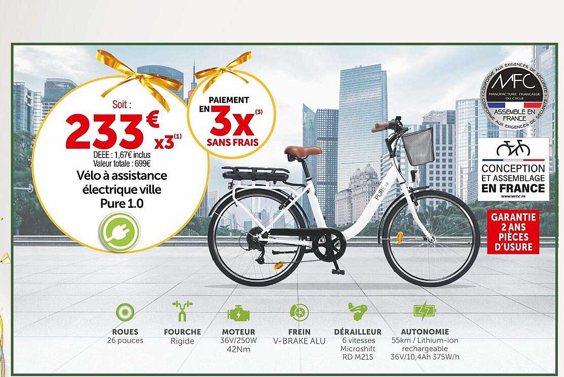 vélo à assistance électrique ville pure 1.0