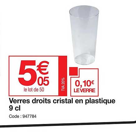 verres droits cristal en plastique 9cl