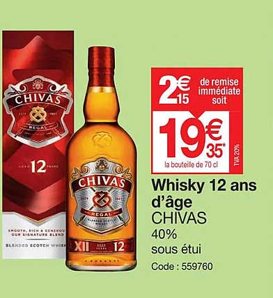 whisky 12 ans d'âge chivas