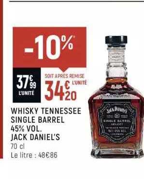 whisky tennessee single barrel 45% vol. jack daniel's