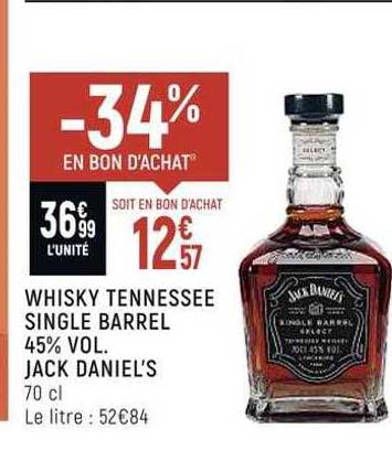 whisky tennessee single barrel 45% vol. jack danniel's