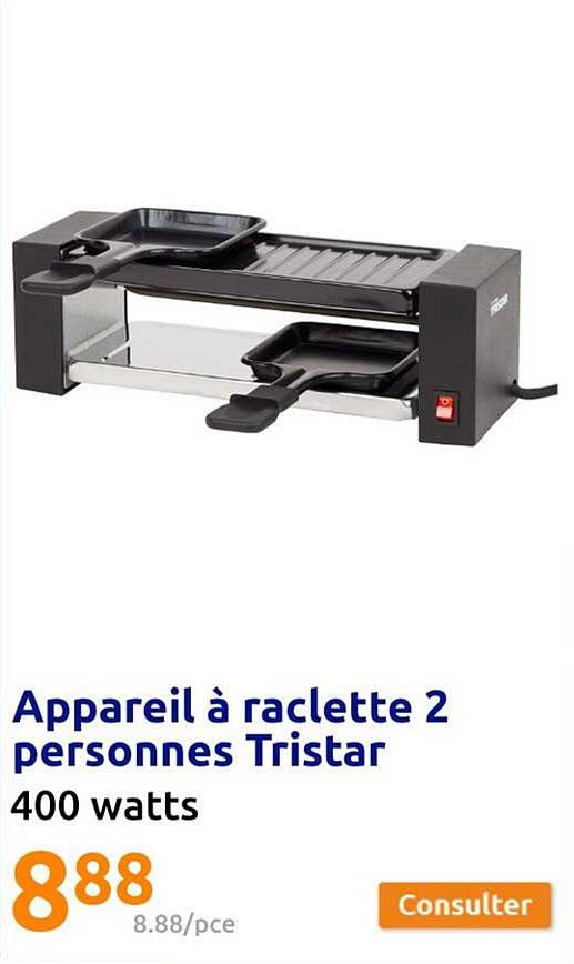 Appareil à Raclette 2 Personnes Tristar