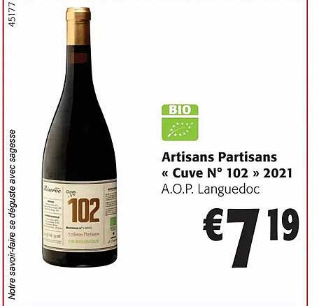 artisans partisans «cuve n° 102» 2021 a.o.p. languedoc