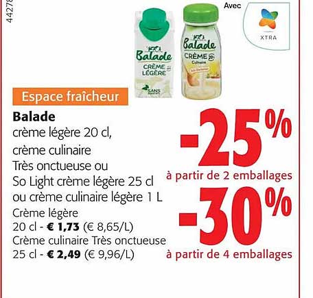 balade crème légère crème culinaire très onctueuse ou so light crème légères ou crème culinaire légère
