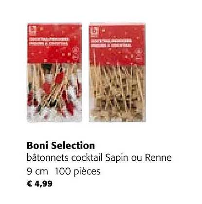 bâtonnets cocktail sapin ou renne boni sélection