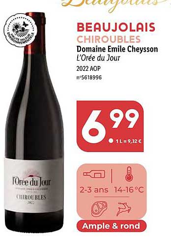 beaujolais chiroubles domaine emile cheysson l'orée du jour 2022 aop