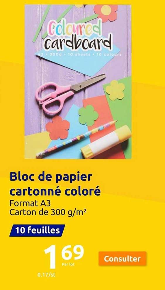 bloc de papier cartonné coloré
