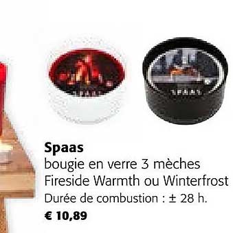 bougie en verre 3 mèches fireside warmth ou winterfrost spaas