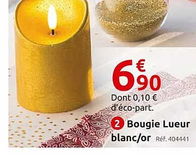 bougie lueur blanc/or