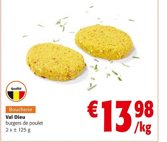 burgers de poulet val dieu