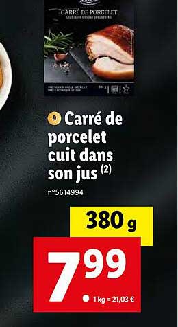 carré de porcelet cuit dans son jus
