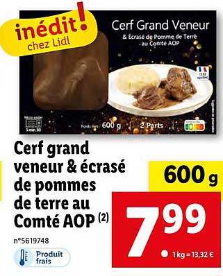 cerf grand veneur & écrasé de pommes de terre au comté aop