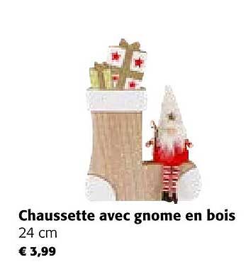 chaussette avec gnome en bois