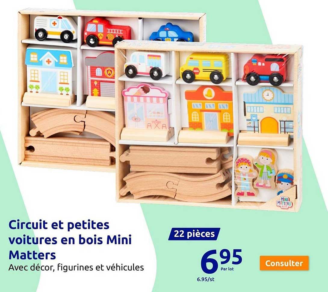 circuit et petites voitures en bois mini matters