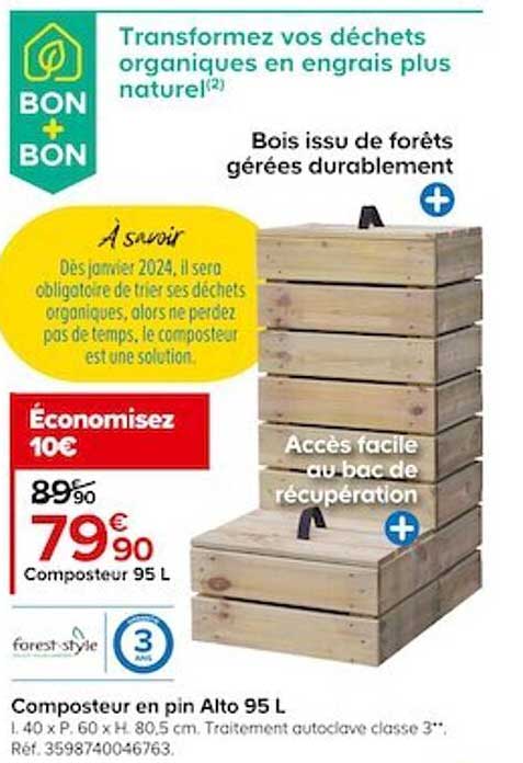 composteur en pin alto 95 l