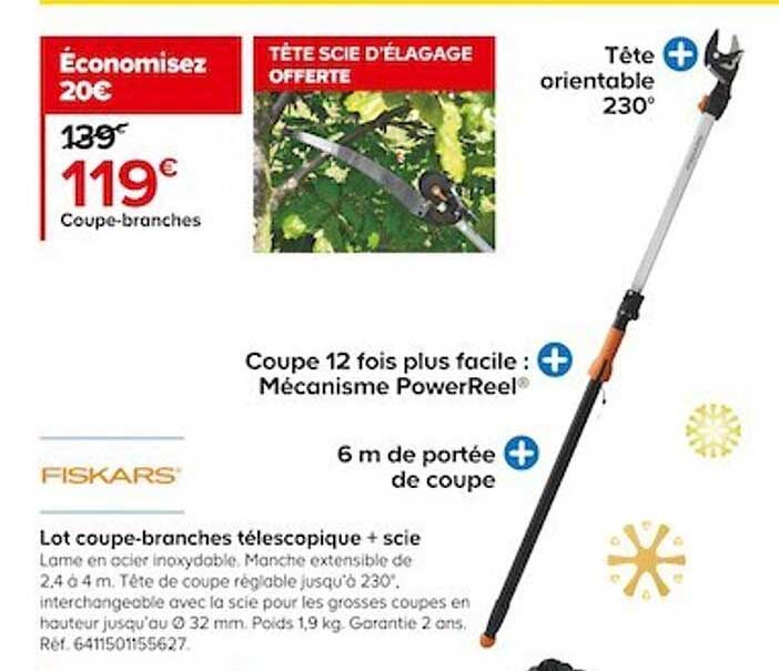 coupe-branches télescopique + scie fiskars