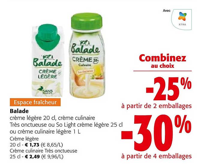 crème légère, crème culinaire balade