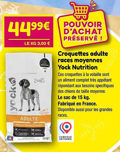 Croquettes Adulte Races Moyennes Yock Nutrition