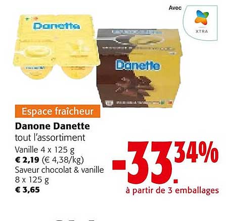 danone danette tout l'assortiment vanille saveur chocolat & vanille