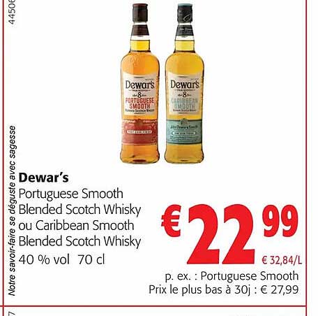 dewar's portuguese smooth blended scotch whisky ou caribbean smooth blended scotch whisky