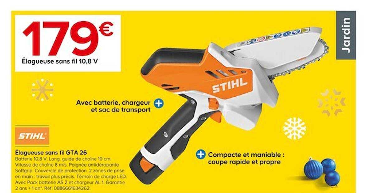 élagueuse sans fil 10,8 v gta 26 stihl
