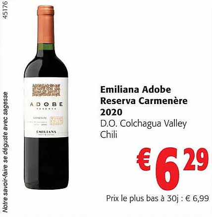 emiliana adobe reserva carmenère 2020 d.o. colchagua valley chili