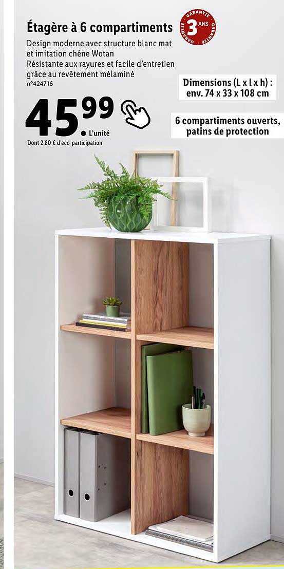 étagère à 6 Compartiments