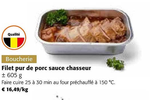 filet pur de porc sauce chasseur