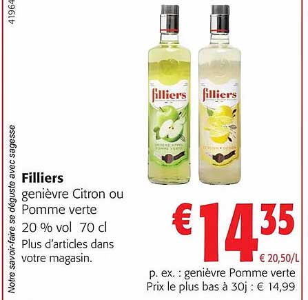 Filliers Genièvre Citron Ou Pomme Verte