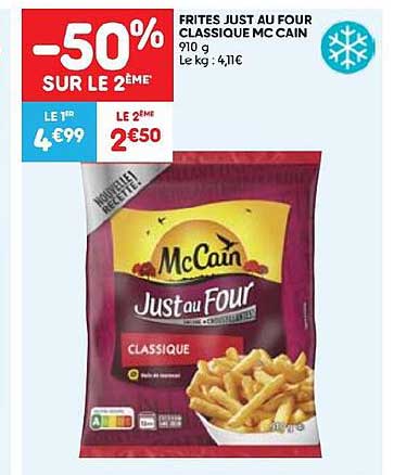 Frites  Just  Au Four  Classique  Mc Cain