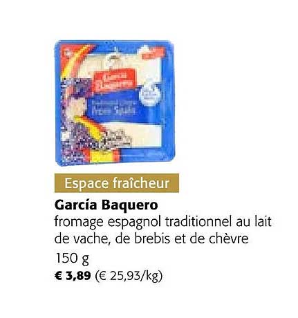 fromage espagnol traditionnel au lait de vache, de brebis et de chèvre garcia baquero