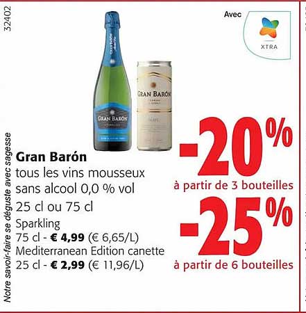 gran barón tous les vins mousseux sans alcool 0.0% vol
