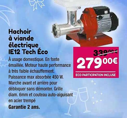 hachoir à viande électrique ie12 tech éco