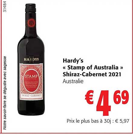 hardy's « stamp of australia » shiraz-cabernet 2021