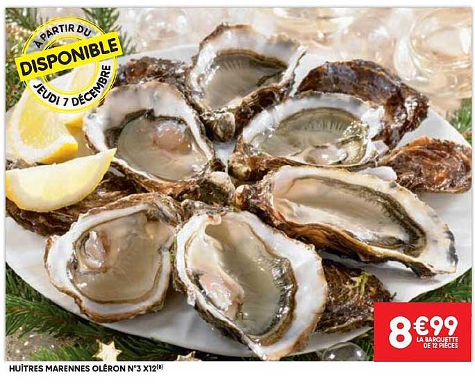 huitres marennes oléron n°3 x12
