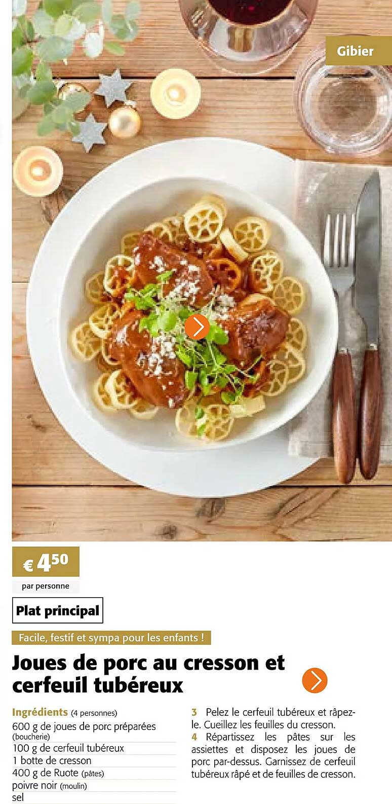 joues de porc au cresson et cerfeuil tubéreux