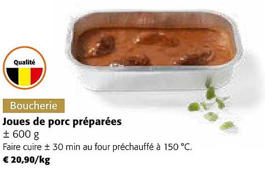 joues de porc préparées