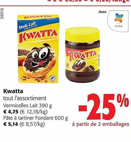 kwatta tout l'assortiment vermicelles lait pâte à tartiner fondant