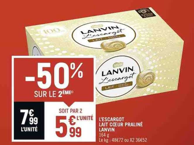 l'escargot lait cœur praliné lanvin