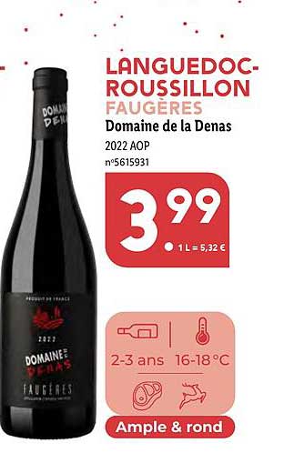 languedoc-roussillon faugères domaine de la denas 2022 aop