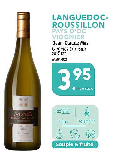 languedoc-roussillon pays d'oc viognier jean-claude mas origines l'artisan 2022 igp