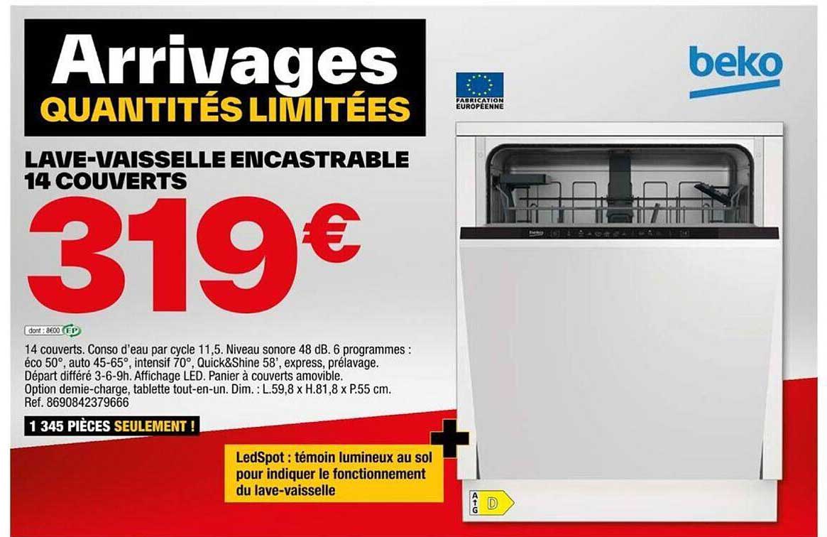 lave-vaisselle encastrable 14 couverts beko